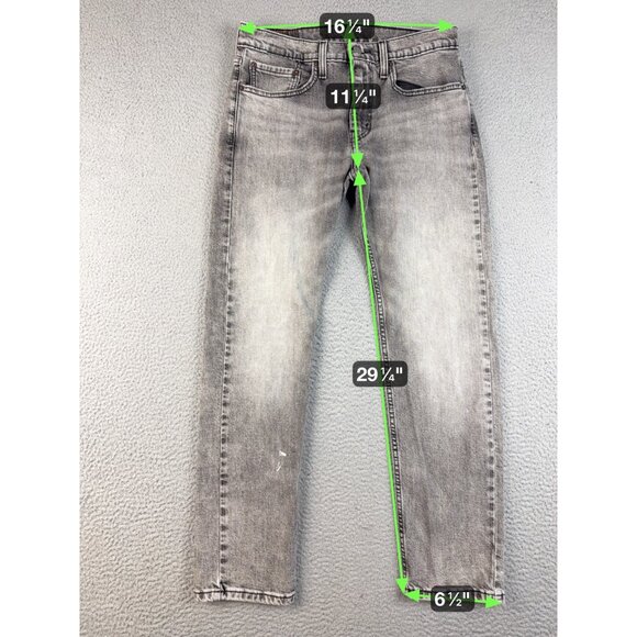 Levis 502 Jeans Mens 31x32 Regular Fit Taper Leg Faded Black Stretch Denim Pants - Picture 3 of 7